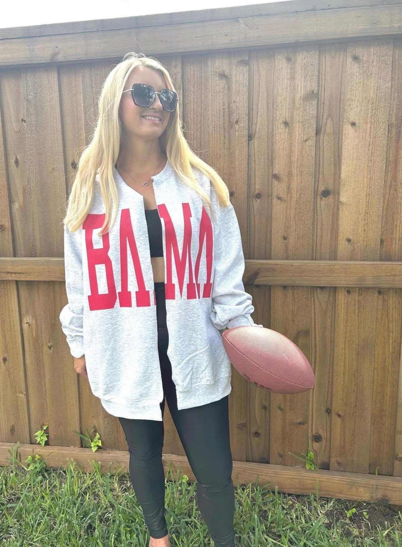 State/school crewneck cardigans