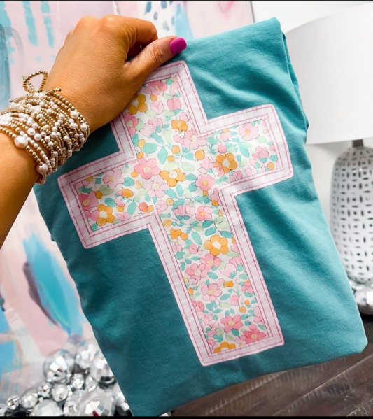 Floral cross tee