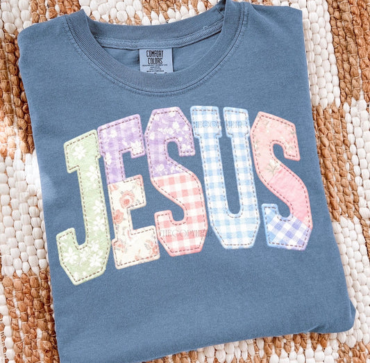 Amen or Jesus patchwork tee