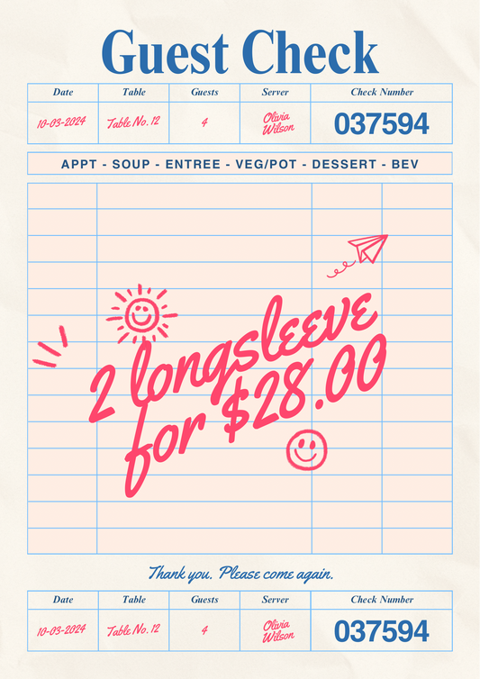 (2) long sleeve for $28.00