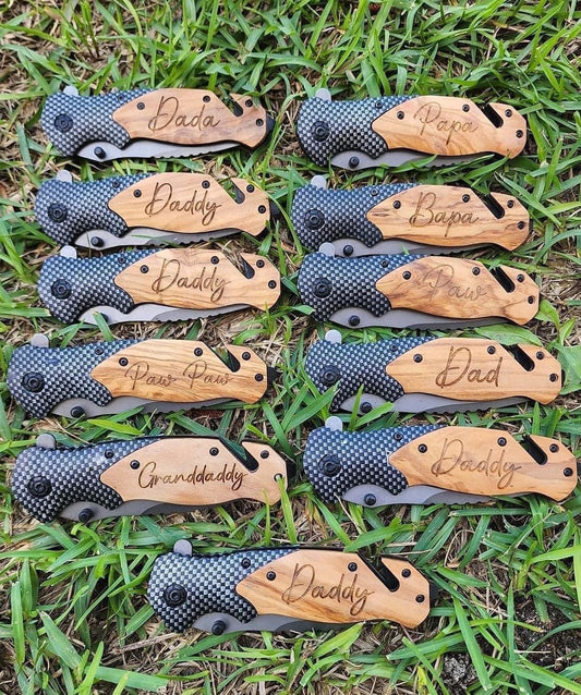 Engraved pocket knives